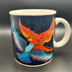 Vintage 1991 Laurel Burch Gold Detail Ceramic Night Birds Mug 12 fl oz